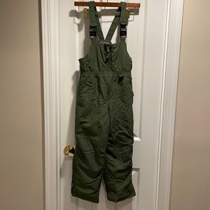 Lands End Olive Green ski bibs snowboard pants boy girl size 7